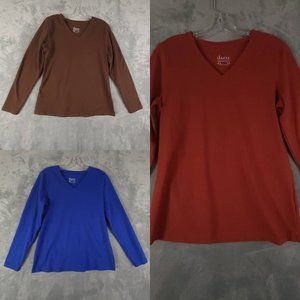 D&co Womens Top Lot of 3 Essentials Perfect Jersey Multicolor Long Sleeve XS New